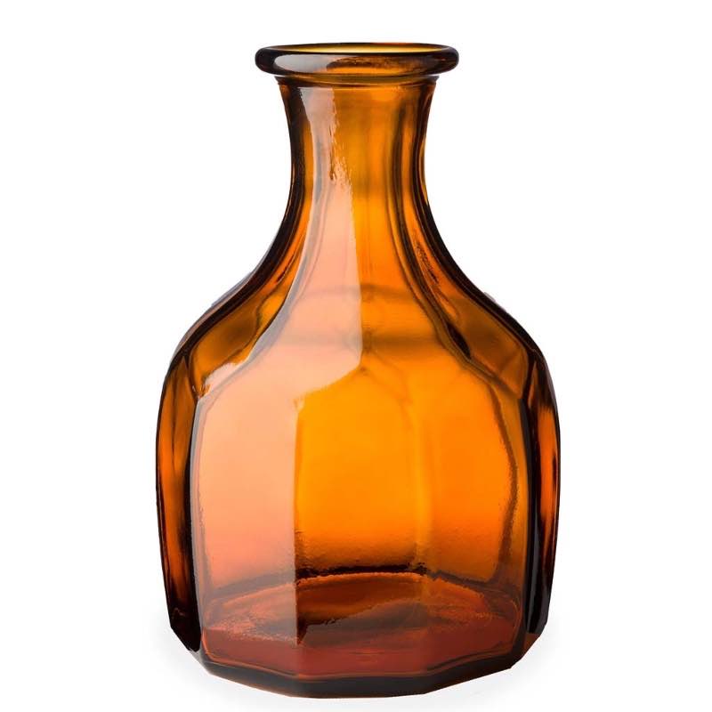 Zeta Geometric Recycled Glass Vase - Amber